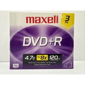 Maxell  DVD+R 3 pack 4.7GB up to max 8X 120 min-New